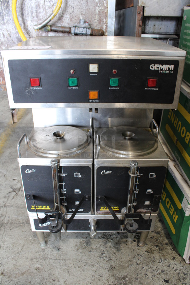 Curtis Model GEM-12-10 Stainless Steel Commercial Countertop Coffee Machine w/ 2 Satellite Servers. 220 Volts, 1 Phase. 18x23x30