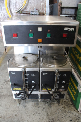 Curtis Model GEM-12-10 Stainless Steel Commercial Countertop Coffee Machine w/ 2 Satellite Servers. 220 Volts, 1 Phase. 18x23x30