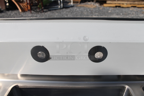 BRAND NEW SCRATCH AND DENT! Regency 600S31824218 Stainless Steel Commercial 3 Bay Sink w/ Dual Drain Boards. No Legs. Bays 18x24. Drain Boards 22.5x25.5 - Image 7 of 8