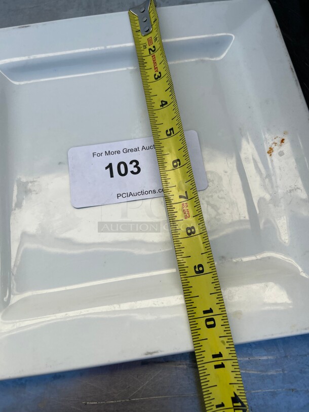 ITI China 10 1/2 inch Square Plate | Rolled Edge, Bright White Elite Collection NSF - Image 6 of 7