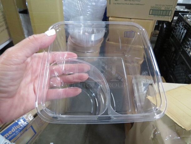 NEW Greenware 6 Inch Compartment Square Container. #GS6-2. 300ct.