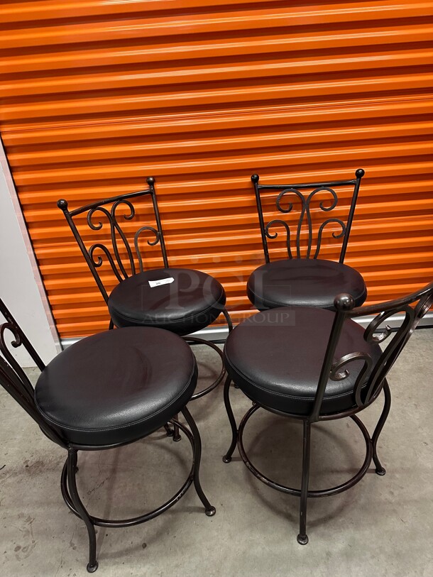 Clean! Classic Luxury Metal Upholstered Black Leather Dining Chair Heavy Duty  - Image 3 of 10