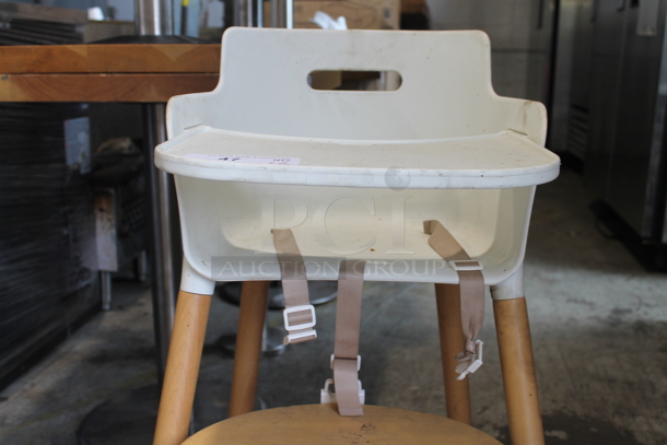 2 White Poly High Chair on Wooden Legs. 2 Times Your Bid! - Image 2 of 3