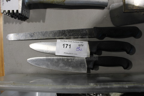 3 Various Metal Knives. Includes 18", 12.5". 3 Times Your Bid!