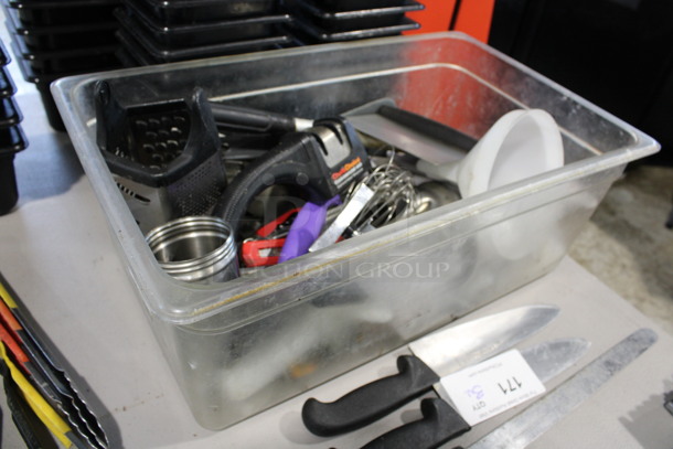 ALL ONE MONEY! Lot of Various Utensils Including Whisk and Dough Divider in Clear Poly Bin! - Image 3 of 4