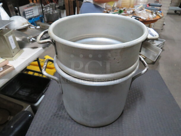 One Double Boiler Aluminum Stock Pot. - Image 1 of 2