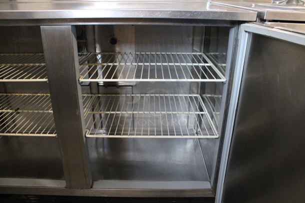Duke Model RUF-48M Stainless Steel Commercial 2 Door Work Top Cooler w/ Poly Coated Racks and Wood Pattern Doors. 120 Volts, 1 Phase. 48x30x40. Tested and Working! - Image 4 of 7