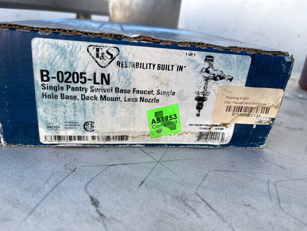 New! T&S B-0205-LN Deck Mount Pantry Faucet Base - Image 3 of 5