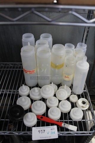 ALL ONE MONEY! Lot of Various Items Including Poly Condiment Bottles and Lids. 