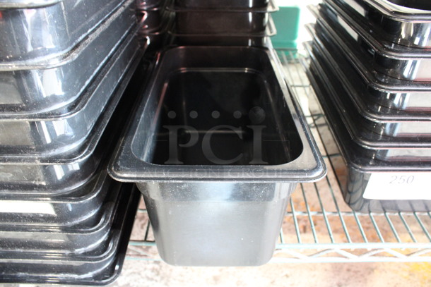 ALL ONE MONEY! Lot of 12 Cambro Black Poly 1/3 Size Drop In Bins! 1/3x6