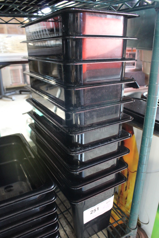 ALL ONE MONEY! Lot of 10 Cambro Black Poly 1/3 Size Drop In Bins. 1/3x8 - Image 2 of 2