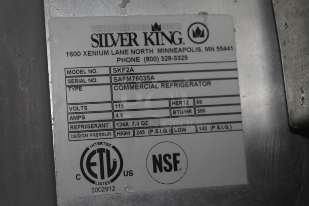 Silver King SKF2A Stainless Steel Prep Table. 115 Volts, 1 Phase. Tested and Working! - Image 5 of 5