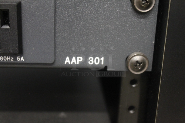 7 Electronic Rack Units in Black Metal Cabinet; Middleby Atlantic Power Center, Crestron Control Processor, Crestron Volume Tone Control, Crown CTs 600, Extron AAP 301 Interface Extron Media Presentation Switcher, Shure P4800 System Processor. 7 Times Your Bid!   - Image 7 of 12