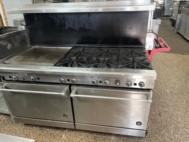 Working! Imperial Commercial Gas 6 Burner with 24 inch Flat Grill Griddle W/ 2 Full size Ovens NSF Tested and Working! - Image 3 of 8