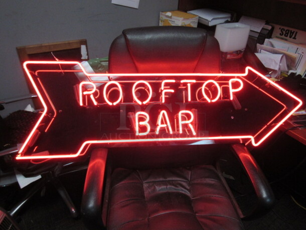 One AWESOME 47X16 ROOFTOP BAR NEON. WORKING!