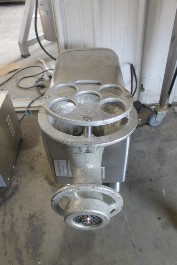 Hobart 4822 Stainless Steel Commercial Countertop Meat Grinder. 208-240 Volts, 3 Phase.  - Image 1 of 7
