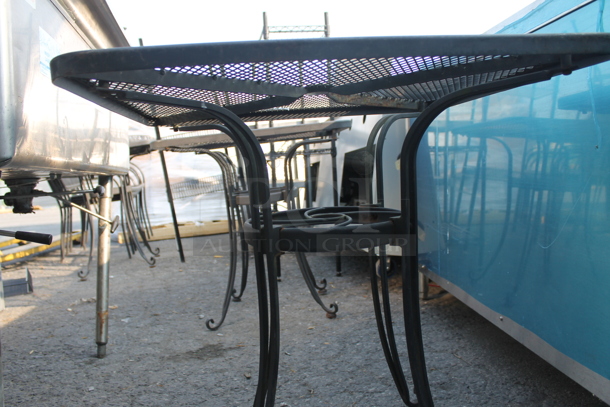 2 Outdoor Square Lattice Tables With Cast Aluminum Frame. Cosmetic Condition May Vary. 2 Times Your Bid!  - Image 3 of 5
