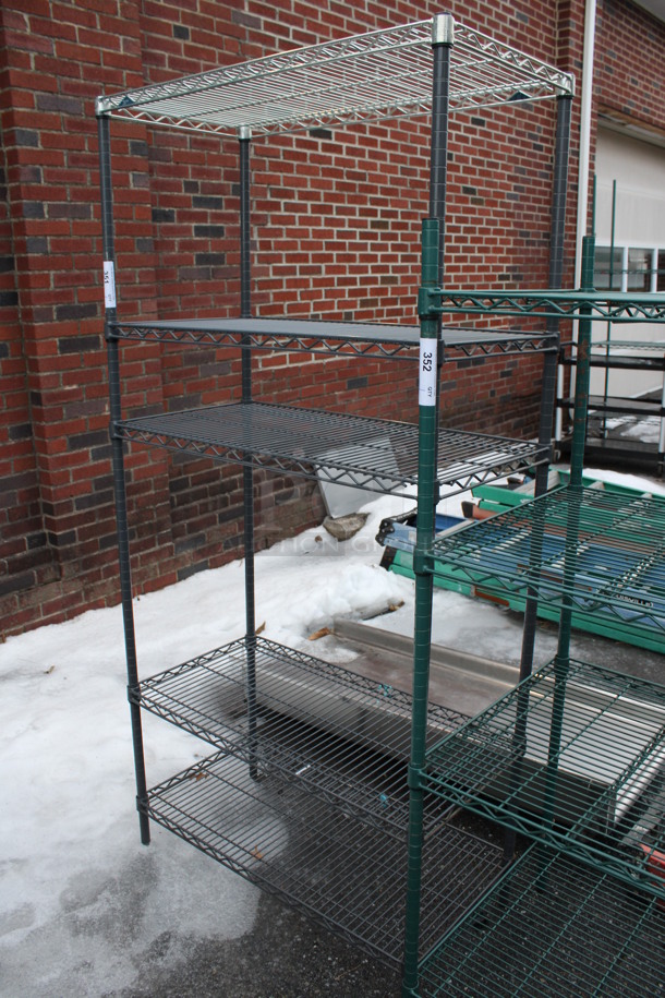 Green Finish 5 Tier Metro Style Shelving Unit. BUYER MUST DISMANTLE. PCI CANNOT DISMANTLE FOR SHIPPING. PLEASE CONSIDER FREIGHT CHARGES. 36x18x75 - Image 1 of 3