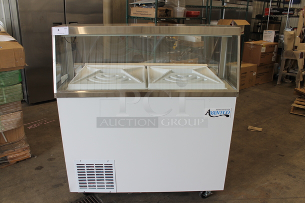 BRAND NEW SCRATCH AND DENT! 2023 Avantco 178CPW47HC Metal Commercial Floor Style Ice Cream Dipping Cabinet w/ Ice Cream Tub Collars. 115 Volts, 1 Phase. Tested and Working! - Image 1 of 9
