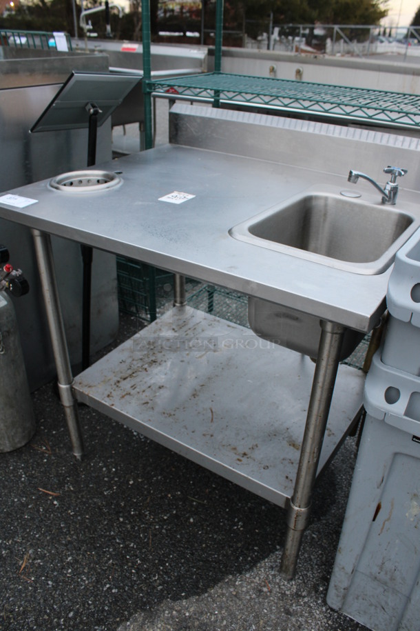 Stainless Steel Commercial Table w/ Sink Bay, Faucet and Under Shelf. 36x30x41.5. Bay 10x14x10 - Image 3 of 4