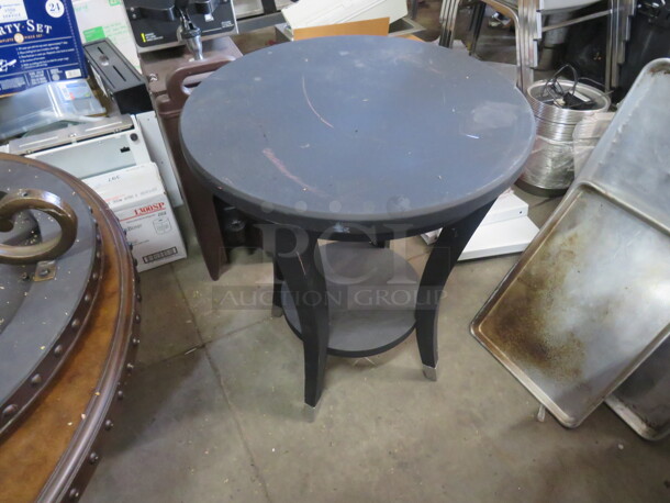 One Black Wooden Table With Under Shelf. 21X26 - Image 2 of 2