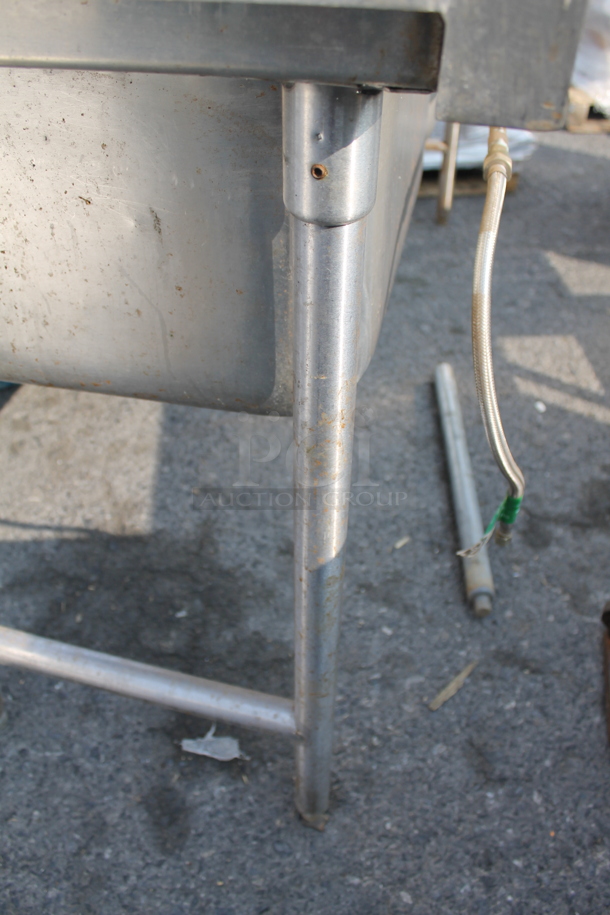 Commercial Stainless Steel Flushmount  3 Bay Sink With Faucet On Galvanized Legs. - Image 8 of 8