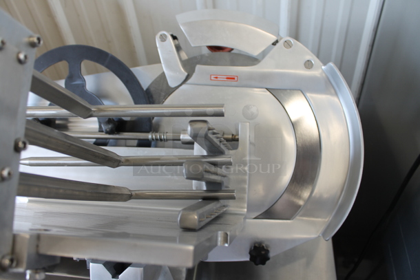 2021 Hualing HB-350 Stainless Steel Commercial Floor Style Heavy Duty Slicer. 110 Volts, 1 Phase. Tested and Powers On But Parts Do Not Move. - Image 3 of 5