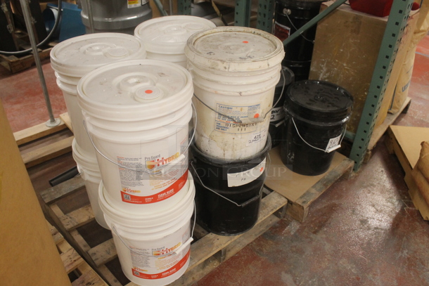 ALL ONE MONEY! TWO PALLET LOT of Poly Buckets of Various Items Including Hybrid Smart Finish Clear Gloss and Pliolite. BUYER MUST REMOVE. - Image 2 of 6