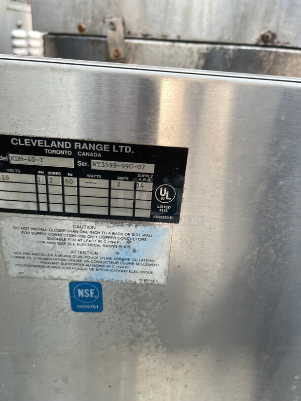 Clean! Cleveland KDM-40-T 40 Gallon 2/3 Natural Gas Steam Jacketed Direct Steam Tilting Kettle with Cabinet Base - Image 4 of 9