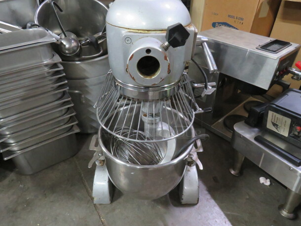 One WORKING Omcan 10 Quart Planetary Mixer With Guard, Bowl, Hook And Whip. Model# VFM10B. 450 Watt. 110 Volt. $2799.00