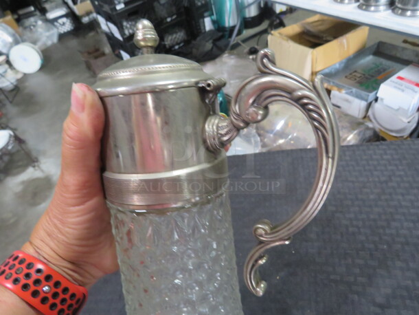One BEAUTIFUL Vintage Silver Plated Diamond Cut Glass Decanter. $175.00 - Image 2 of 3