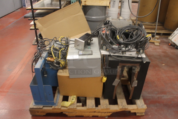 ALL ONE MONEY! PALLET LOT of Various Items Including Morrison Timing C-013958-14/95, Direct View 1000 Data Access Unit. BUYER MUST REMOVE. - Image 1 of 5