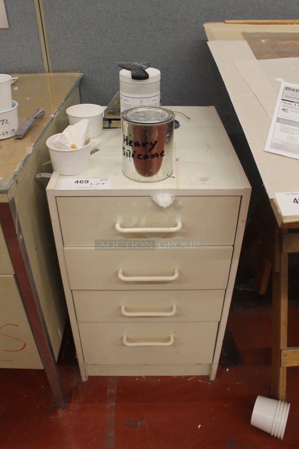 White 4 Drawer End Table w/ Contents. - Image 1 of 5