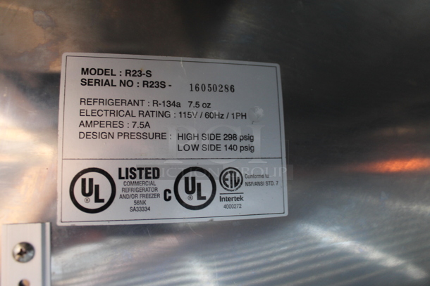 Master-Bilt R23-S Stainless Steel Commercial Single Door Reach In Cooler w/ Poly Coated Racks on Commercial Casters. 115 Volts, 1 Phase. Tested and Powers On But Does Not Get Cold - Image 5 of 5