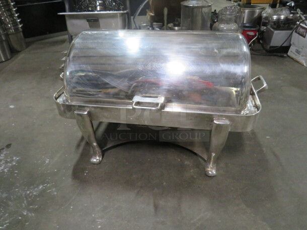 One BEAUTIFUL HEAVY Roll Top Silver Plated Full Size Chafer With Roman Legs. - Image 1 of 3