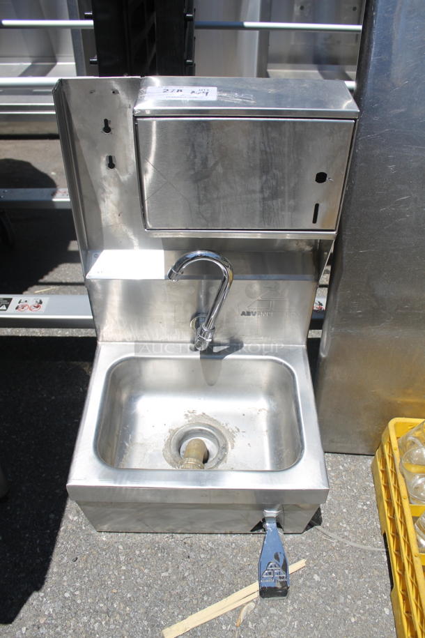 Stainless Steel Commercial Single Bay Wall Mount Sink w/ Faucet and Cabinet. - Image 1 of 6