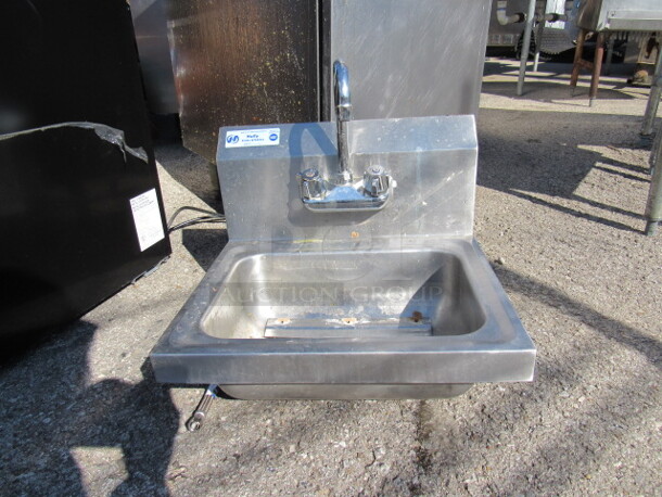 One 17X15 Stainless Steel Hand Sink With Faucet.