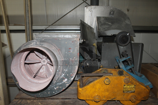 ALL ONE MONEY! TWO PALLET LOT Including  Metal Motor, Pond Pro Liquid Blue Magic Catalyst Bottles and Metal Vent Pieces. BUYER MUST REMOVE. - Image 1 of 9