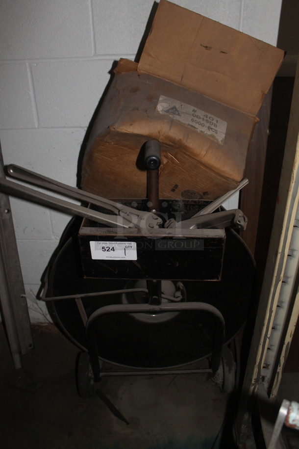 Metal Black Pallet Band Reel and Tools. - Image 1 of 3