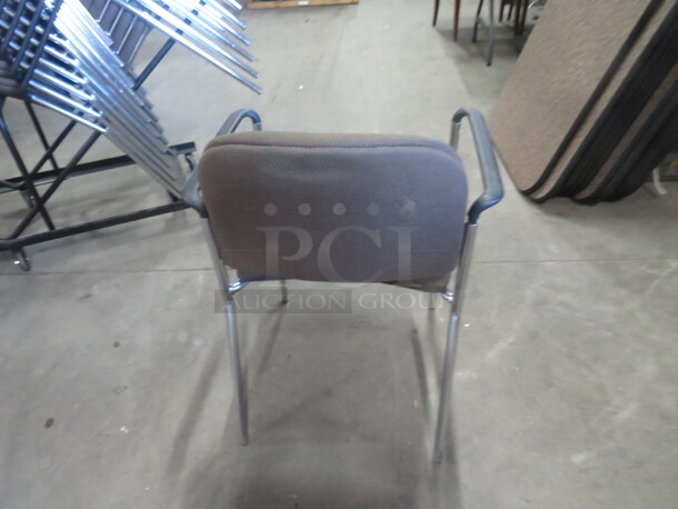 Chrome Arm Chair With Brown Cushioned Seat And Back. 4XBID - Image 3 of 3