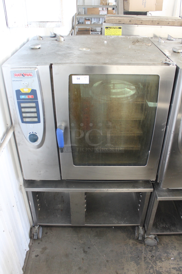 Rational Stainless Steel Commercial Natural Gas Powered Combitherm SelfCooking Center Convection Oven w/ Double Pan Rack Stand on Commercial Casters. - Image 1 of 5