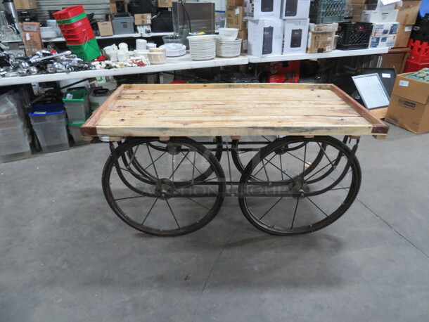 One Custom Made Wooden Cart. 58X30X30
