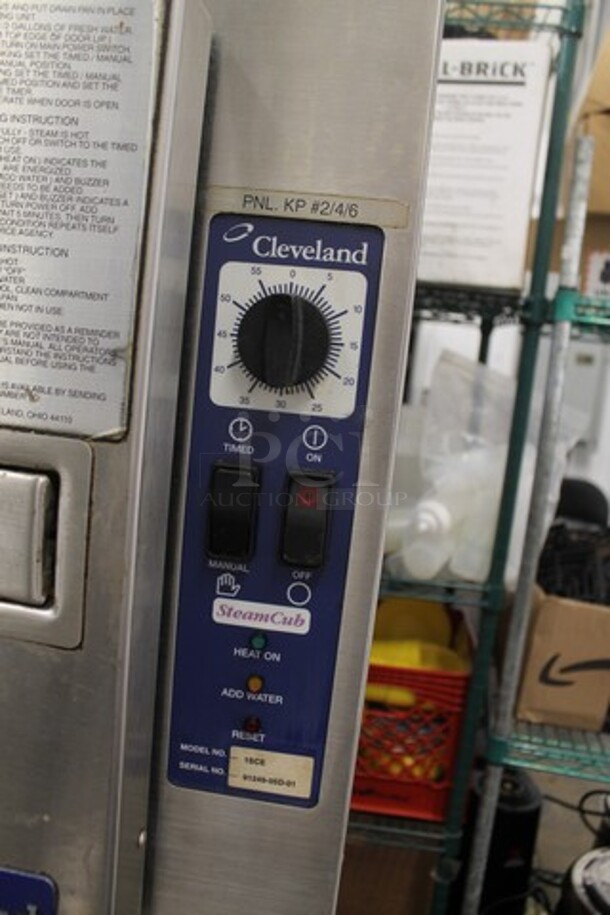 Cleveland SteamCub Stainless Steel Commercial Electric Powered Single Deck Steam Cabinet on Equipment Stand. 208 Volts, 3 Phase.  - Image 3 of 5