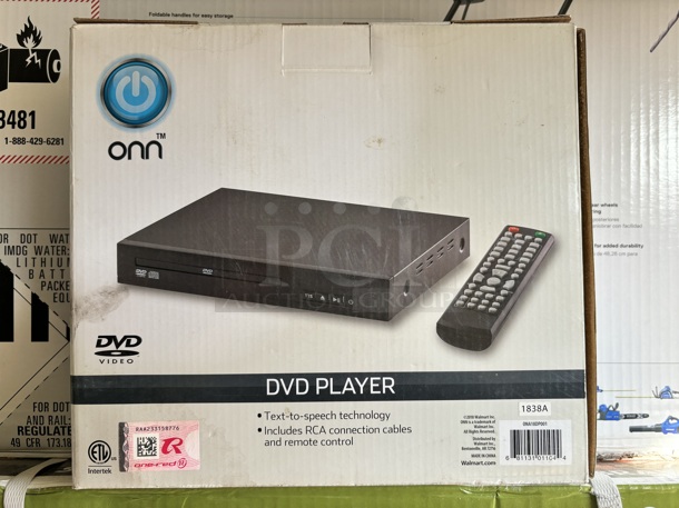 ONN DVD Player • Text-to-speech technology
• Includes RCA connection cables and remote control