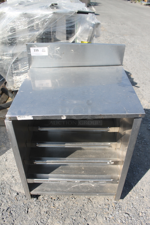 Stainless Steel Table w/ Back Splash and Lower Bottle Rack.