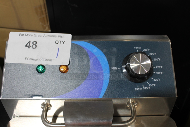 BRAND NEW SCRATCH AND DENT! 2023 Hoocoo FRY-10L Stainless Steel Commercial Countertop Electric Powered Fryer w/ Lid and Fry Basket. 120 Volts, 1 Phase. - Image 3 of 7