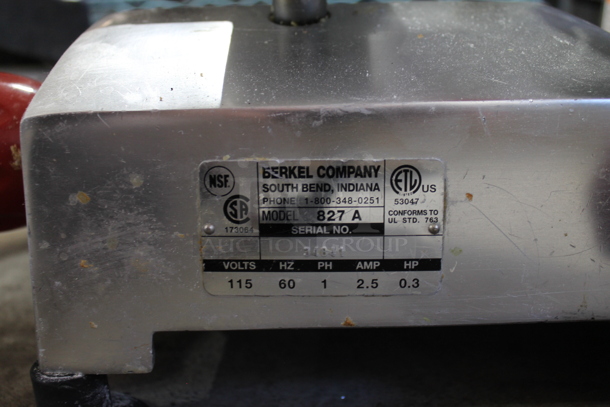 Berkel 827A Stainless Steel Commercial Countertop Meat Slicer. 115 Volts, 1 Phase. Tested and Working!  - Image 4 of 4