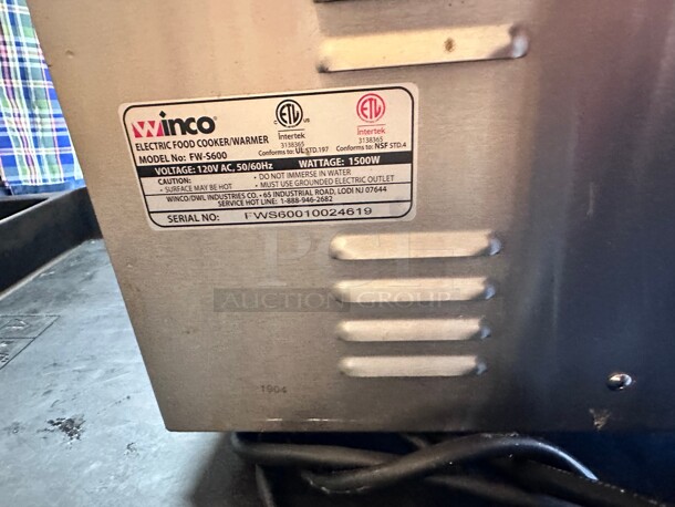 Working! Winco FW-5600 Countertop Food Warmer - Wet w/ (4) 1/3 Pan Wells, 120v NSF Tested and Working! - Image 5 of 6