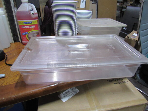 One Cambro Full Size 4 Inch Deep Food Storage Container With Lid.