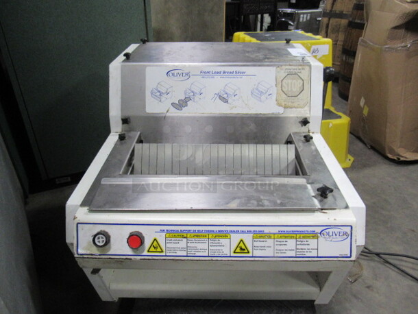 One Oliver Front Load Bread Slicer. Model# 732-N. 115 Volt. 1/2 Hp. 